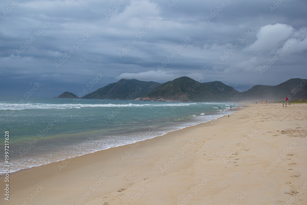 Fototapeta premium Cloudy afternoon at Grumari Beach - Rio de Janeiro, Brazil