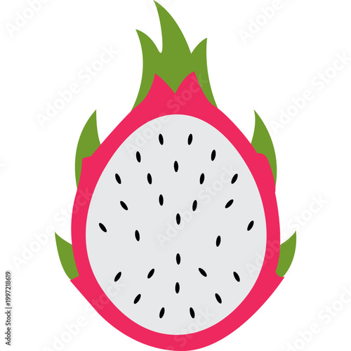 Fresh Pitaya Dragon Fruit Vector Illustration