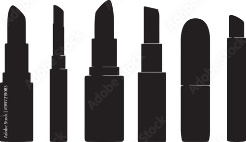Lipstick shapes silhouettes set classic slim thick square rounded minimal vector bundle