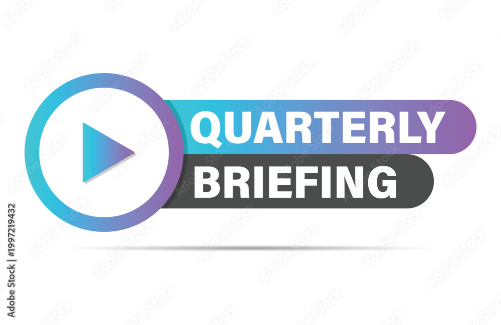 Fototapeta premium quarterly briefing label flat design play button purple banner vector