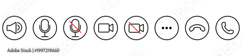 Audio and Video Communication Control Icon Set