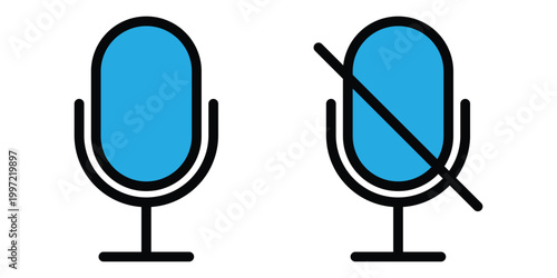 Recording Microphone and Mute Symbol Icons