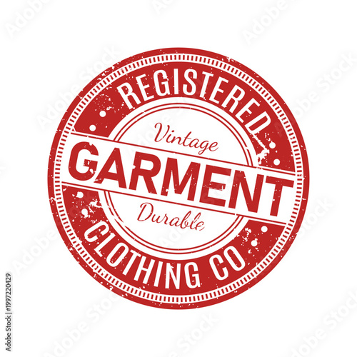 vintage garment clothing company red round grunge rubber stamp vector