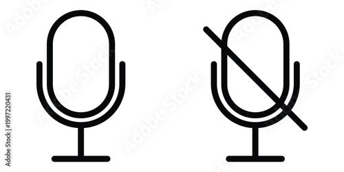 Microphone On and Off Audio Icons