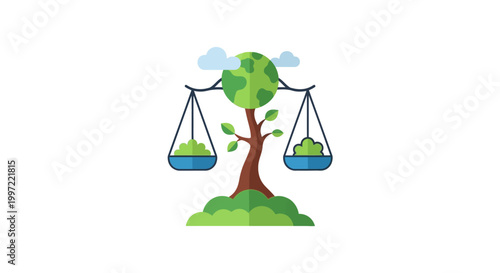 Tree with green leaves and scales.