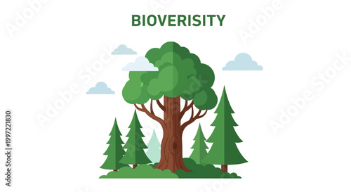 Trees and Forest Green Foliage Illustration.