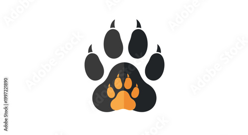 Black and orange animal paw print.