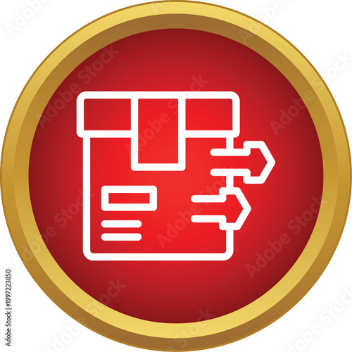 Packaging box representing shipping, delivery, and return of goods process