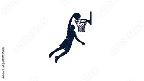 Basketball Player Slam Dunk Silhouette Vector Sports Illustration