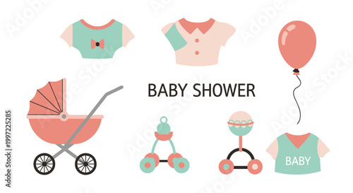 Baby shower celebration with objects.