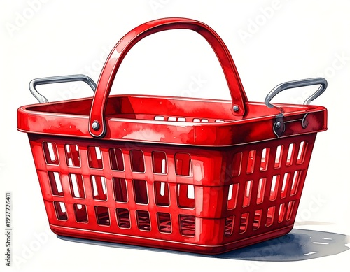 Red shopping basket illustration