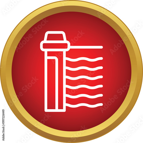 Hydroelectric dam icon representing clean power from water flow