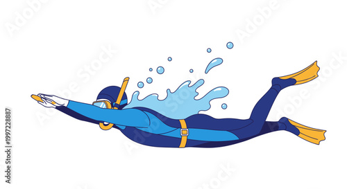 Person in scuba diving gear swimming.