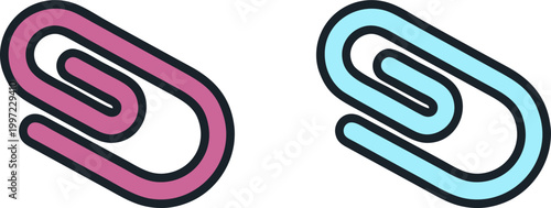 Paper Clip Office Supply Attachment Tool Icon Illustration
