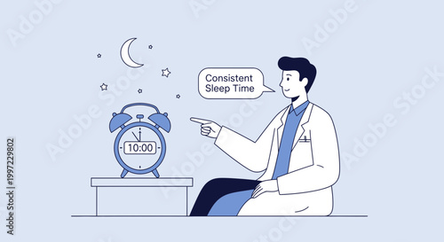 Doctor advises consistent sleep time with alarm clock at night, promoting healthy sleep habits