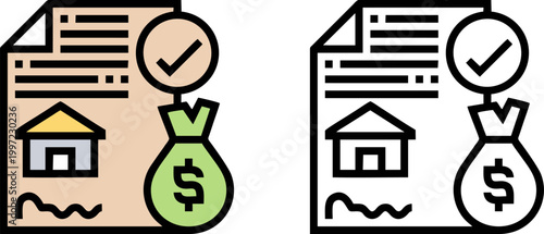 Property document approved mortgage real estate icon
