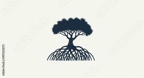 Tree with roots and foliage.