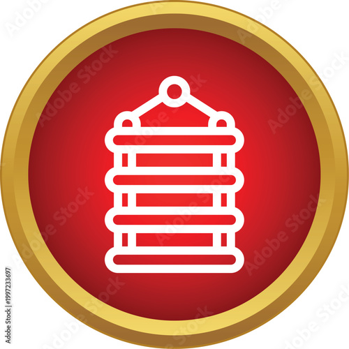 Abacus icon representing calculation and mental arithmetic on a red and gold button