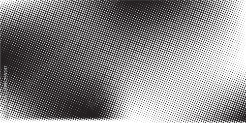 Seamless halftone vector background.Filled with black circles .Long fade out. 31 figures in height.The radial transformation method.