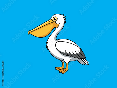 Vector illustration of a pelican on a blue background