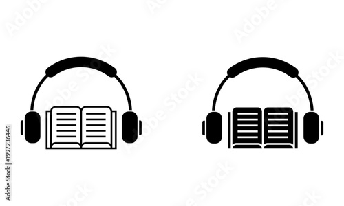 audiobook icon with book and headphones