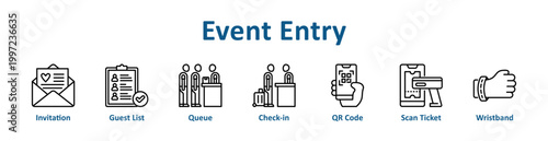 Event Entry web icon banner with line art style