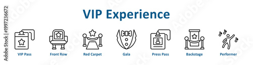 Vip Experience web icon banner with line art style