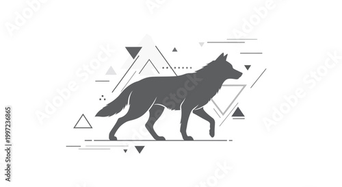 Wolf Walking in Geometric Patterns.
