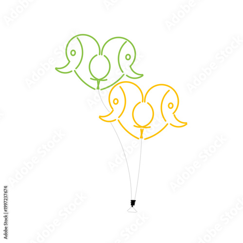 Decorative Tribal Balloons with Ethnic Patterns - Hand Drawn Line Art Vector Illustration