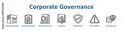 -Corporate Governance web icon banner with line art style