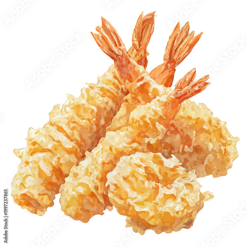 Watercolor Tempura vector, artistic painting style, high-resolution illustration on a pure white background.