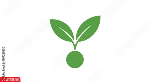 Green sprout icon, symbol of growth, new beginning, nature, environment, and eco-friendly concepts.
