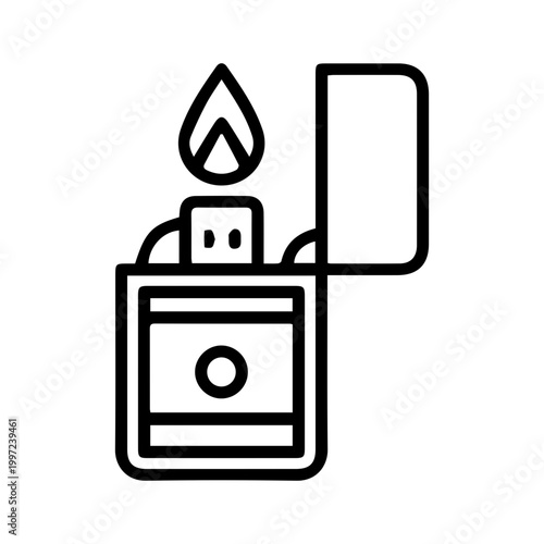 Lighter with Flame Icon