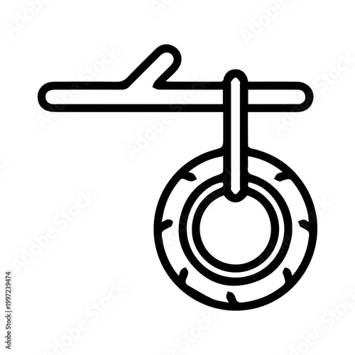 Tire swing on a branch