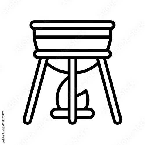 Fondue Pot with Flame Icon