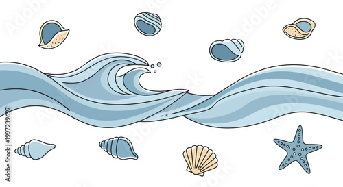 Sea Shells and Ocean Waves 1.