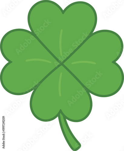 Four leaf clover lucky symbol simple cartoon illustration isolated