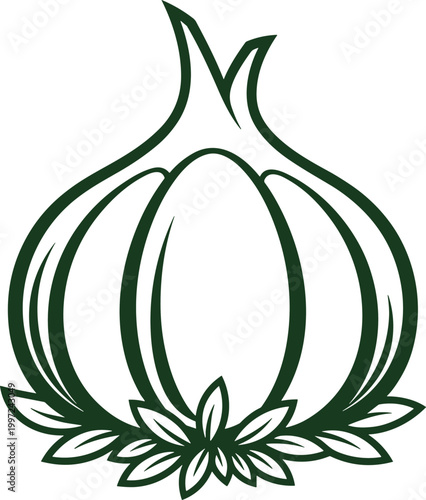 Garlic Vegetable Icon in Outline Style Vector Illustration for Cooking, Organic Food, Healthy Diet, and Agriculture Design