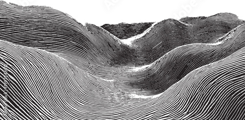 Schilderij op canvas Abstract minimalist sand dunes vector illustration composed of parallel curves