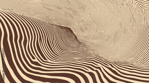 Canvastavla Abstract minimalist sand dunes vector illustration composed of parallel curves