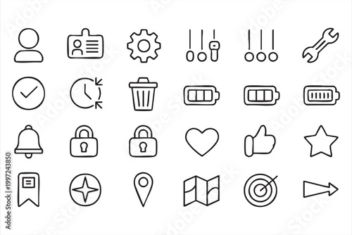Mobile App UI Icons User Profile Settings Navigation Set