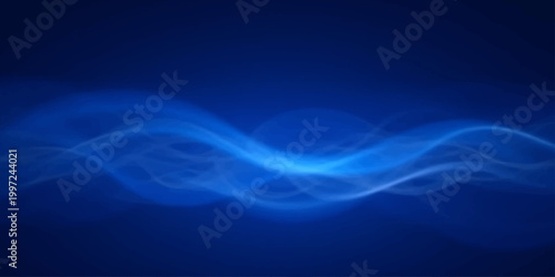 Abstract blue waves with flowing motion and smooth light swirls create a fractal pattern on a black backdrop for a modern art wallpaper design