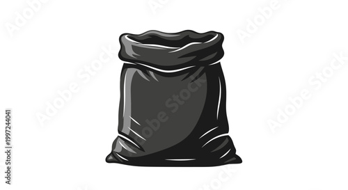 Black plastic bag isolated on white.