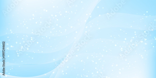 Light blue abstract background with smooth wavy lines and bokeh light particles. This vector is suitable for web design, business presentations, ad banners, and elegant social media content.