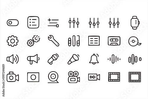Audio Video Interface Icons UI Controls And Settings Collection