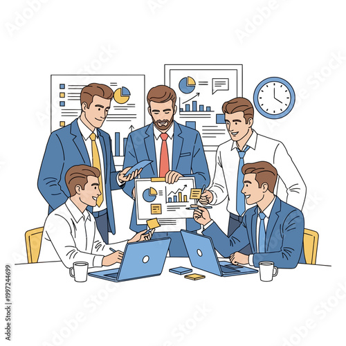 Business team collaborating on a presentation at the office