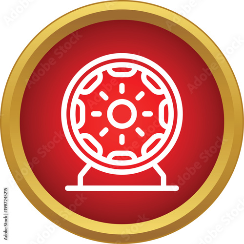 Lottery ball drum machine icon for games of chance and random selection