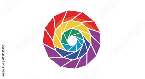 Colorful camera lens icon graphic design.