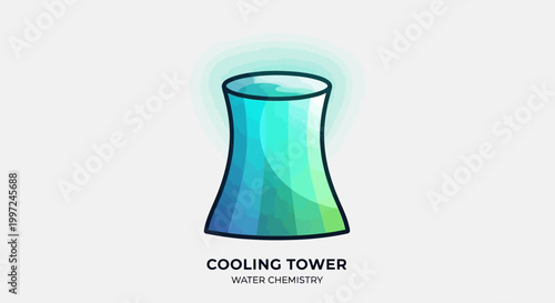 Modern Cooling Tower Illustration - Energy, Water, and Industrial Design.