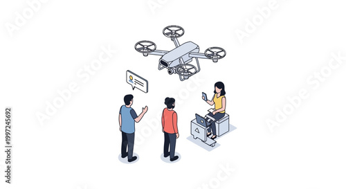 Modern Drone Technology - People Using Drone for Aerial Photography.